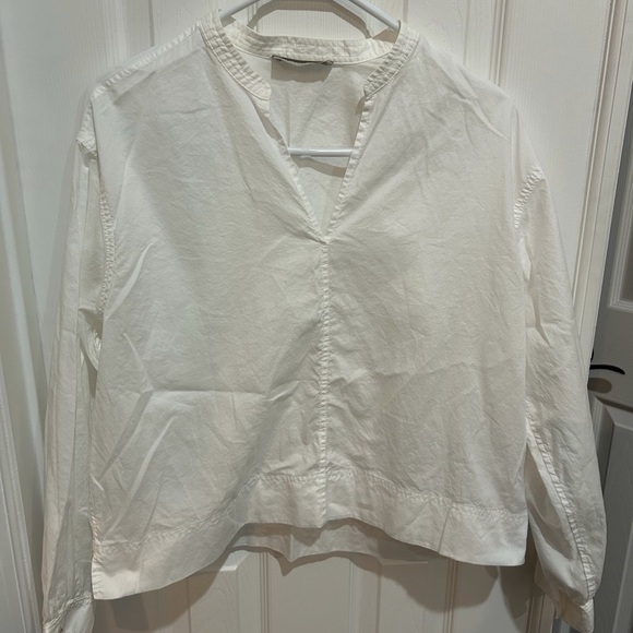 Everlane White Long Sleeve Top Banded Collar 6 - Picture 5 of 7